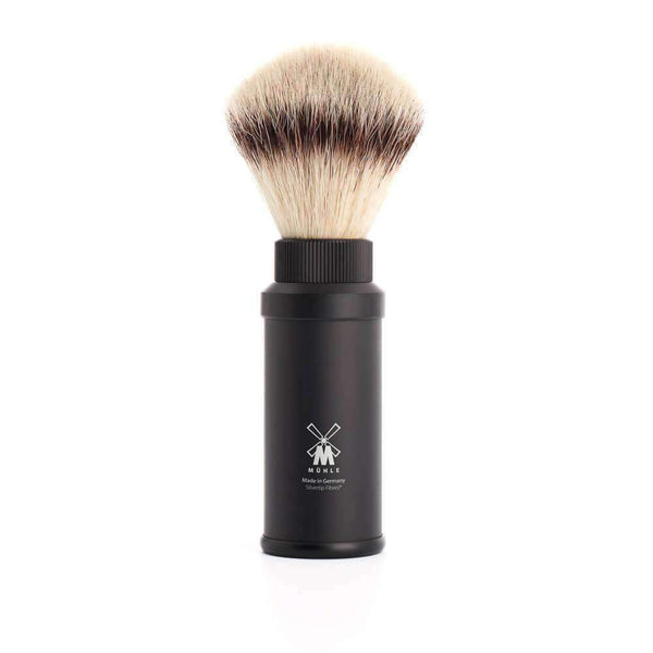Travel shaving brush by MUHLE Silvertip Fibre® handle material Black aluminum Man Of Siam Thailand