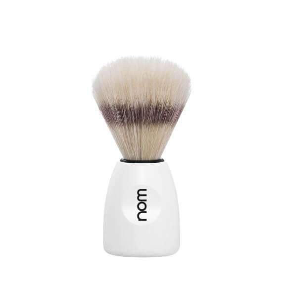 SHAVING BRUSH BY MÜHLE BOAR BRISTLE WHITE PLASTIC HANDLE Man Of Siam wet shave Thailand